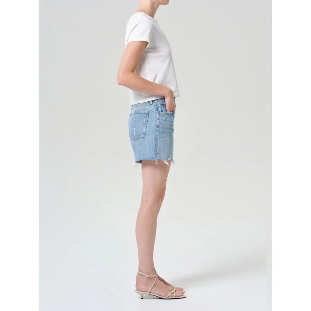 Agolde Light Blue Distressed Denim Cutoff Shorts Sz 29 Coastal Casual Chic